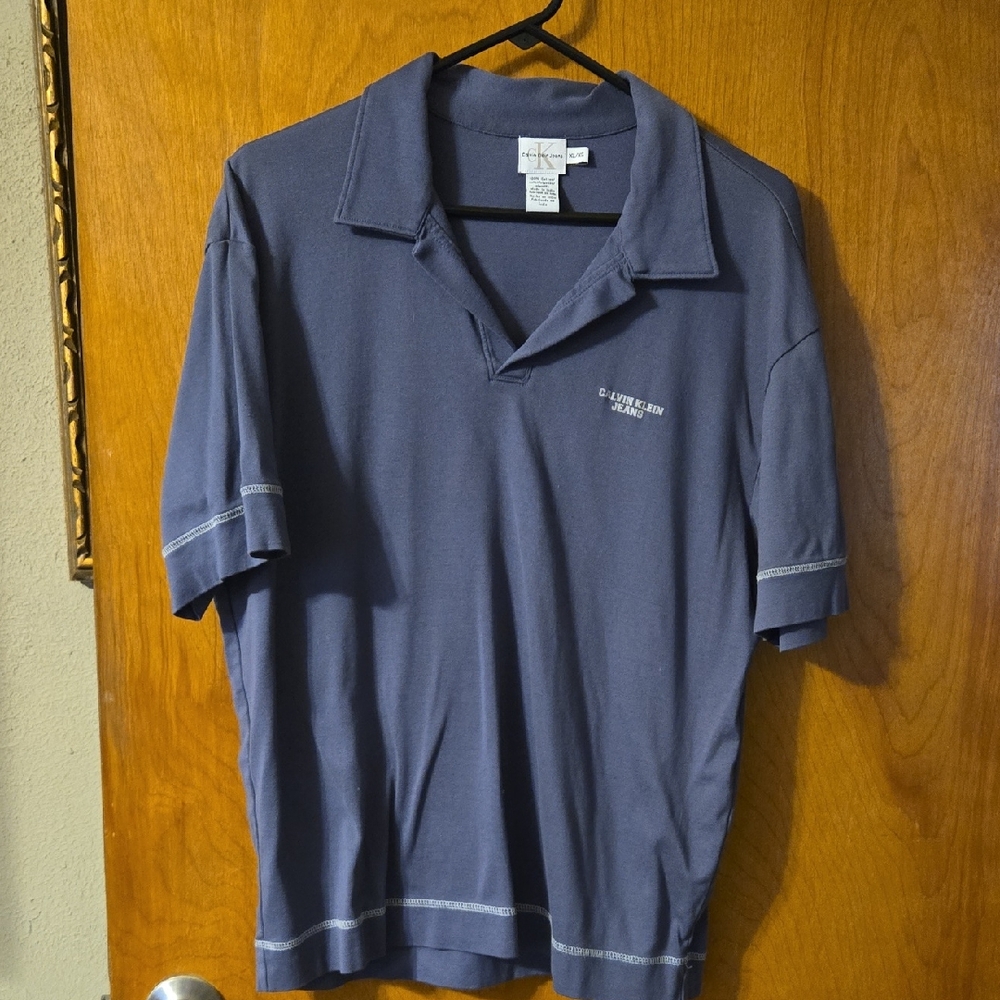 Calvin Klein Men's Blue Polo Shirt XL: C